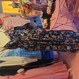 Navy Floral Maxi Dress New